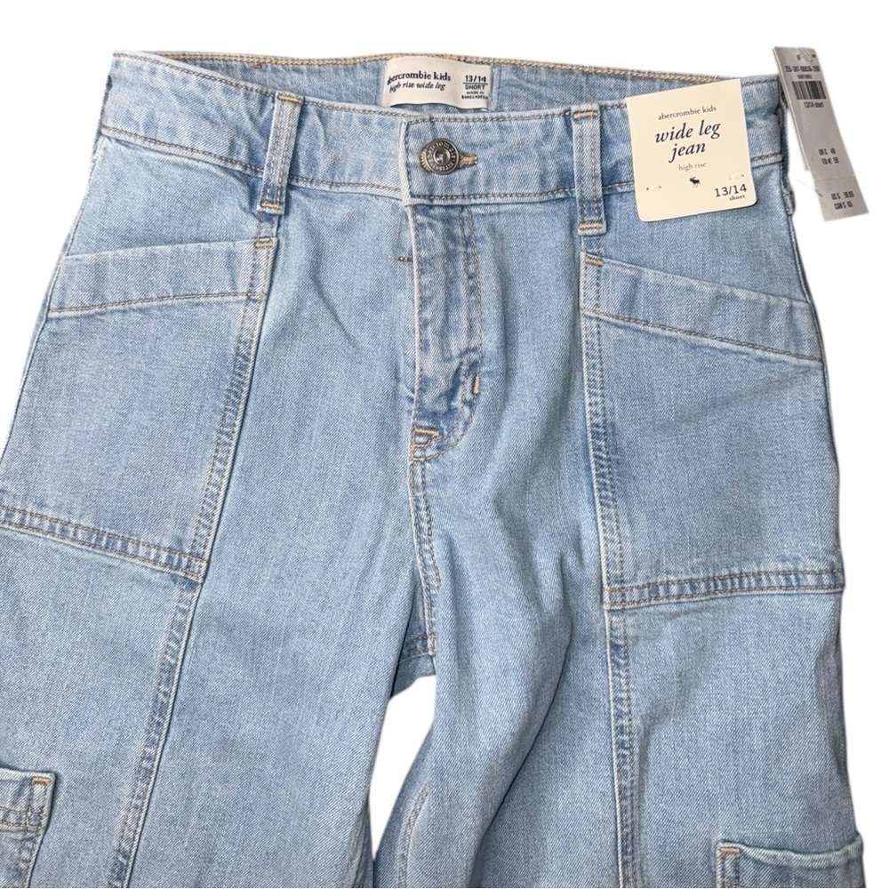 New Abercrombie kids  Wide Leg High Rise Light Wash 13/14 26 - Picture 3 of 13